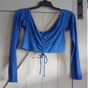 SKIMS Blue Long Sleeve Crop Top